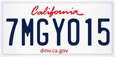 CA license plate 7MGY015