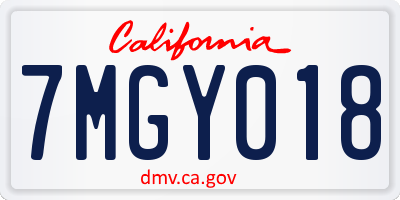 CA license plate 7MGY018