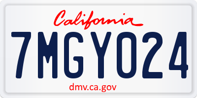 CA license plate 7MGY024