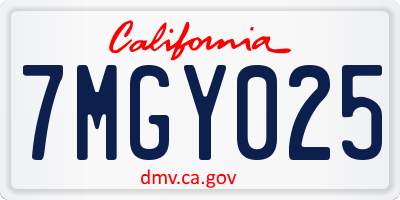 CA license plate 7MGY025