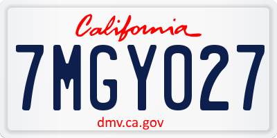 CA license plate 7MGY027