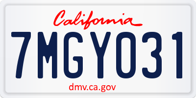 CA license plate 7MGY031