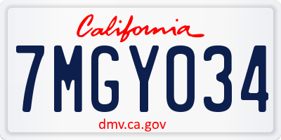 CA license plate 7MGY034