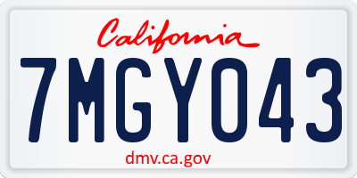 CA license plate 7MGY043