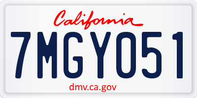 CA license plate 7MGY051