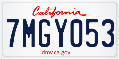 CA license plate 7MGY053