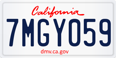 CA license plate 7MGY059