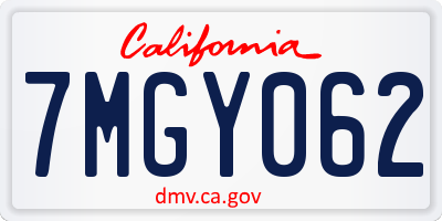 CA license plate 7MGY062