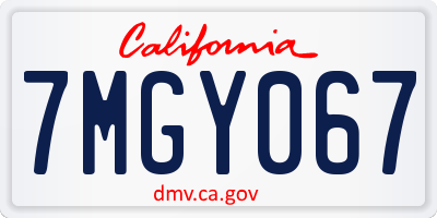 CA license plate 7MGY067