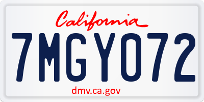 CA license plate 7MGY072
