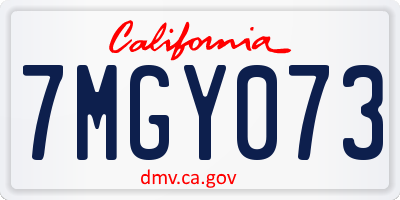 CA license plate 7MGY073