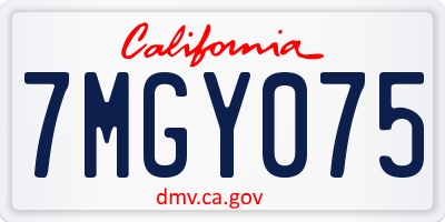 CA license plate 7MGY075