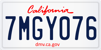 CA license plate 7MGY076