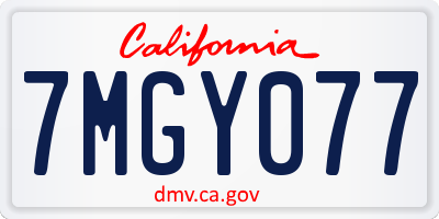 CA license plate 7MGY077