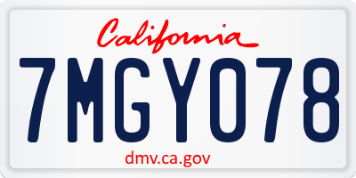CA license plate 7MGY078