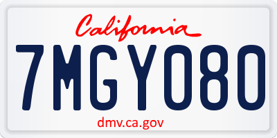 CA license plate 7MGY080