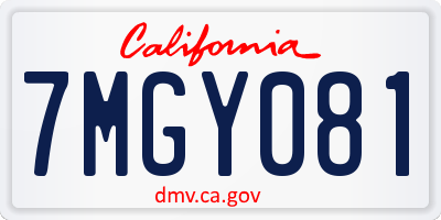 CA license plate 7MGY081