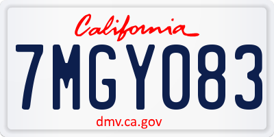CA license plate 7MGY083