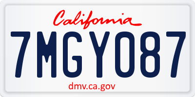 CA license plate 7MGY087