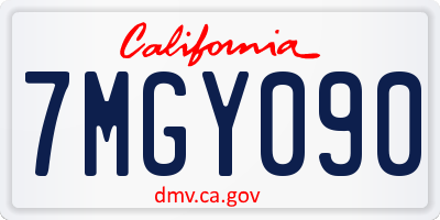 CA license plate 7MGY090