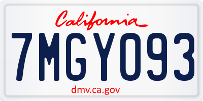 CA license plate 7MGY093