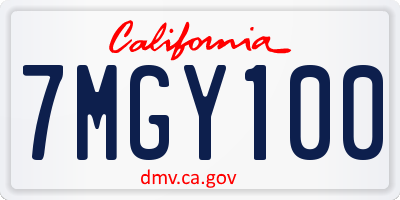 CA license plate 7MGY100