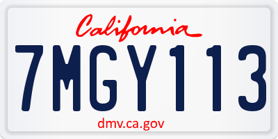 CA license plate 7MGY113