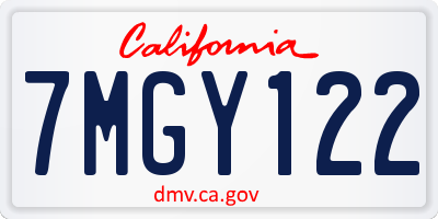 CA license plate 7MGY122
