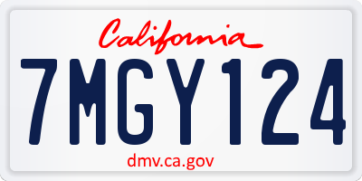 CA license plate 7MGY124