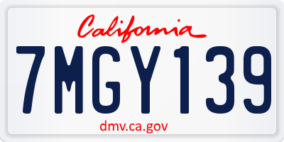CA license plate 7MGY139