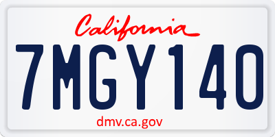 CA license plate 7MGY140