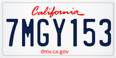 CA license plate 7MGY153