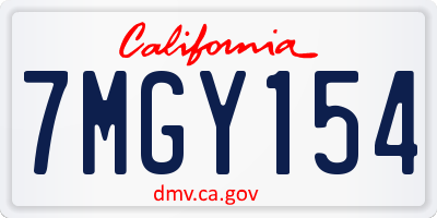 CA license plate 7MGY154