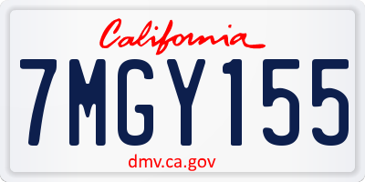 CA license plate 7MGY155