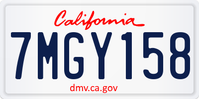 CA license plate 7MGY158