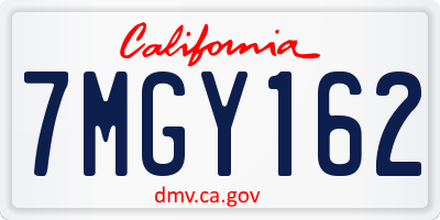 CA license plate 7MGY162