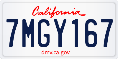 CA license plate 7MGY167