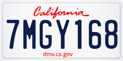 CA license plate 7MGY168