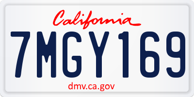 CA license plate 7MGY169
