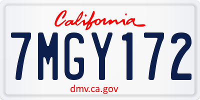 CA license plate 7MGY172