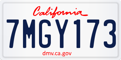 CA license plate 7MGY173