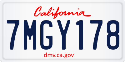 CA license plate 7MGY178