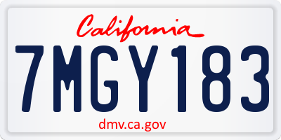 CA license plate 7MGY183