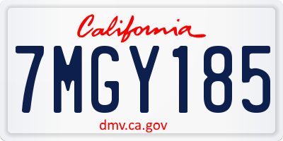 CA license plate 7MGY185