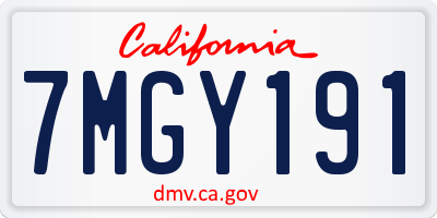 CA license plate 7MGY191