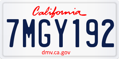 CA license plate 7MGY192