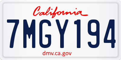 CA license plate 7MGY194