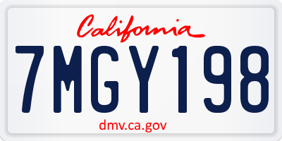 CA license plate 7MGY198