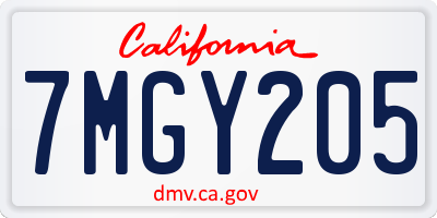 CA license plate 7MGY205