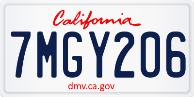 CA license plate 7MGY206